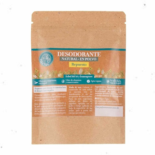 Desodorante en polvo - arbol de té y lemongrass - 60gr - repuesto - Pájaro Tigre