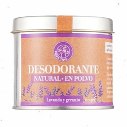 Desodorante en polvo - geranio y lavanda - 60gr - en lata - Pájaro Tigre