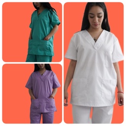 Ambo enfermería Unisex  TEXTIL FPDS - Tela: Batista - Talle: S al XXI - Color: blanco/azul/celeste